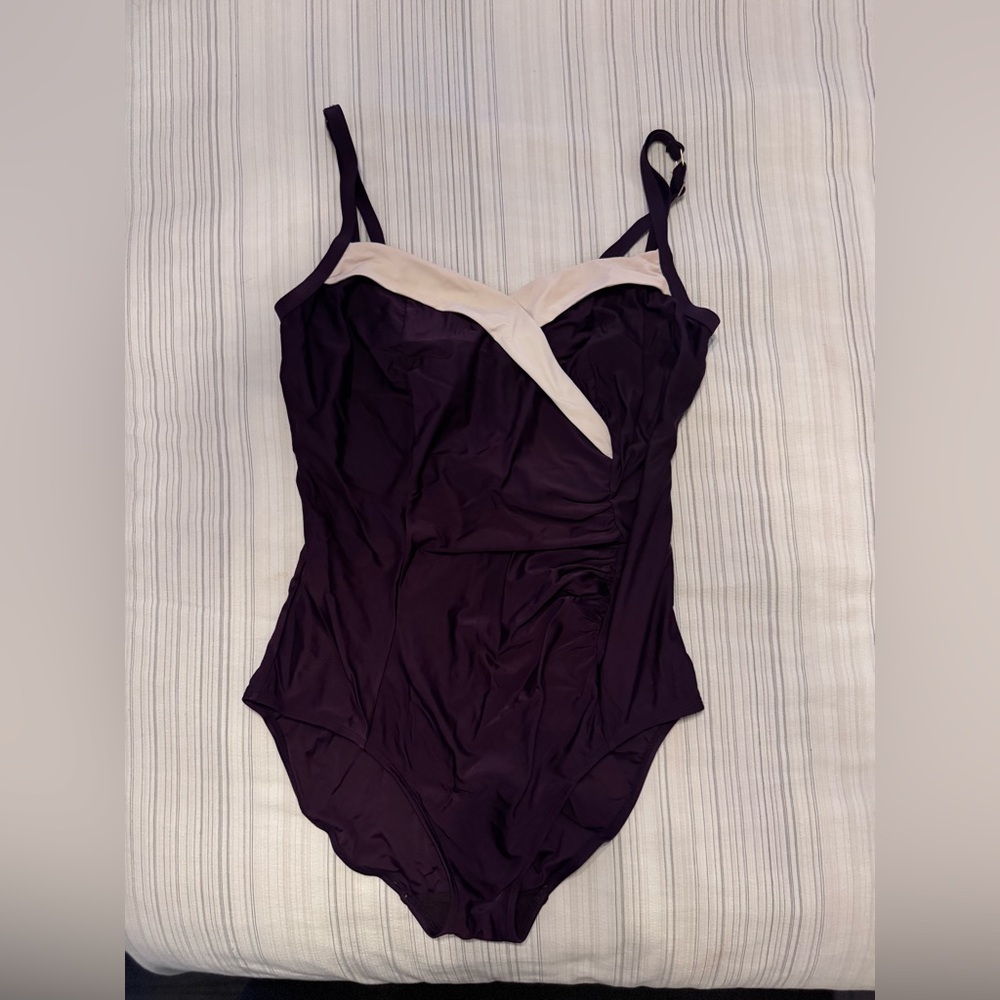 Panache Purple One-Piece Swimsuit with Cream Trim